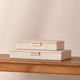 Caixa Decorativa em MDF com Revestimento em PU Bege 27cm - Ela Decora