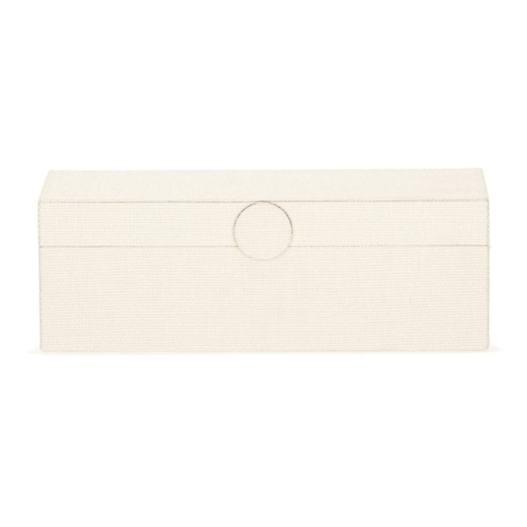Caixa Decorativa em MDF e Linho off White 29cm G - Ela Decora