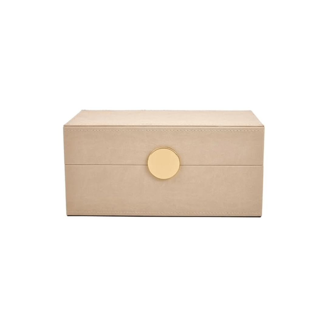 Caixa Decorativa em MDF e PU Bege 23cm - Ela Decora