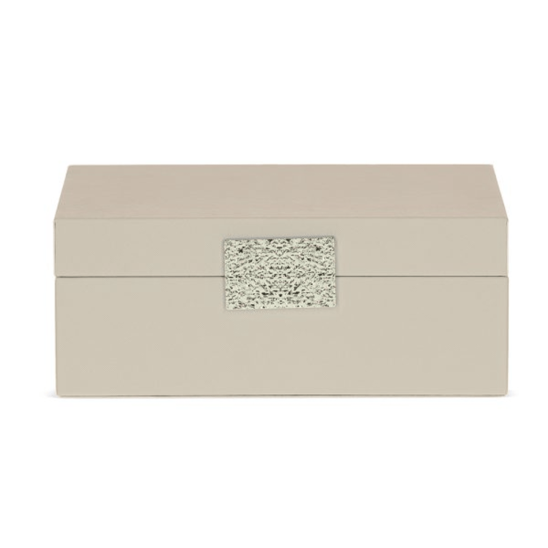 Caixa Decorativa em MDF e PU Bege 28,5cm G - Ela Decora
