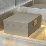 Caixa Decorativa em MDF e PU Bege 28,5cm G - Ela Decora