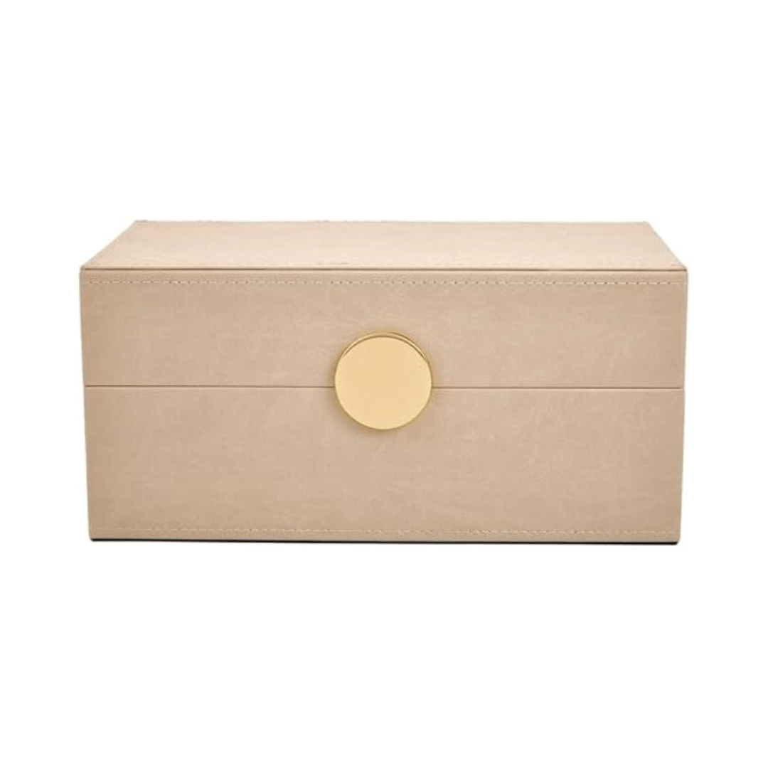 Caixa Decorativa em MDF e PU Bege 28cm - Ela Decora