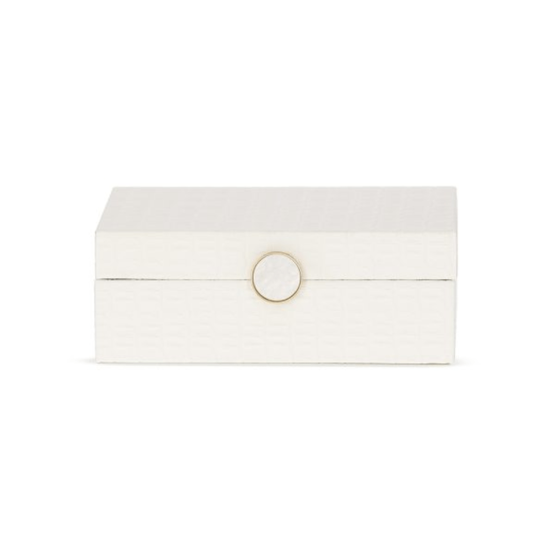 Caixa Decorativa em MDF e PU Branca 22,5cm P - Ela Decora