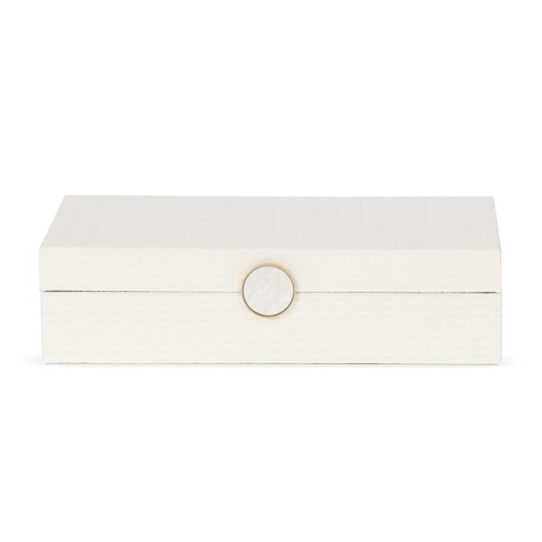 Caixa Decorativa em MDF e PU Branca 32,5cm G - Ela Decora