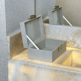 Caixa Decorativa em MDF e PU Cinza 25,5cm P - Ela Decora