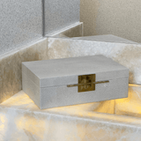 Caixa Decorativa em MDF e PU Cinza 32,5cm G - Ela Decora