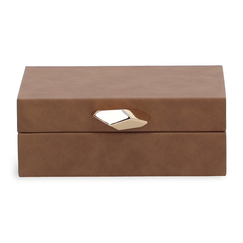 Caixa Decorativa em MDF e PU Marrom 19cm - Ela Decora