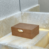 Caixa Decorativa em MDF e PU Marrom 19cm P - Ela Decora
