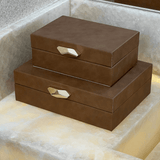 Caixa Decorativa em MDF e PU Marrom 24cm G - Ela Decora