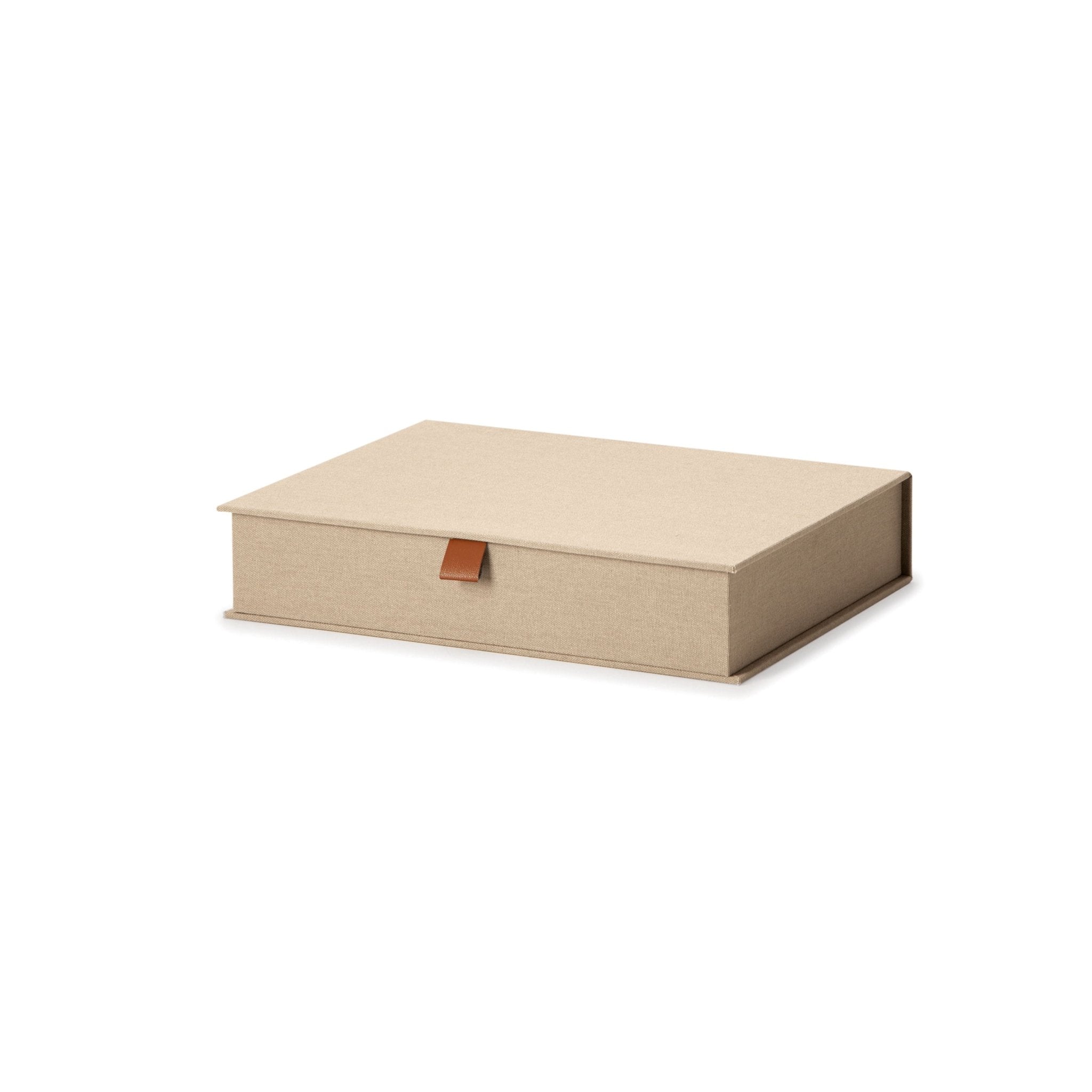 Caixa em MDF com Revestimento em Linho Marrom 32cm - Ela Decora