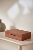 Caixa em MDF com Revestimento em PU Marrom 26cm - Ela Decora