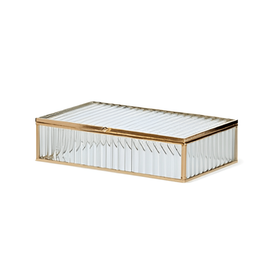 Caixa em Vidro com Metal 25cm G - Ela Decora
