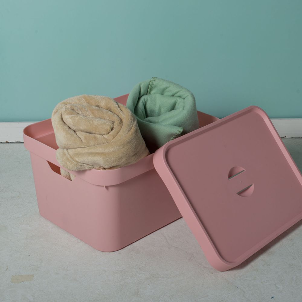 Caixa Organizadora com Tampa Rosa Cube G - Ela Decora