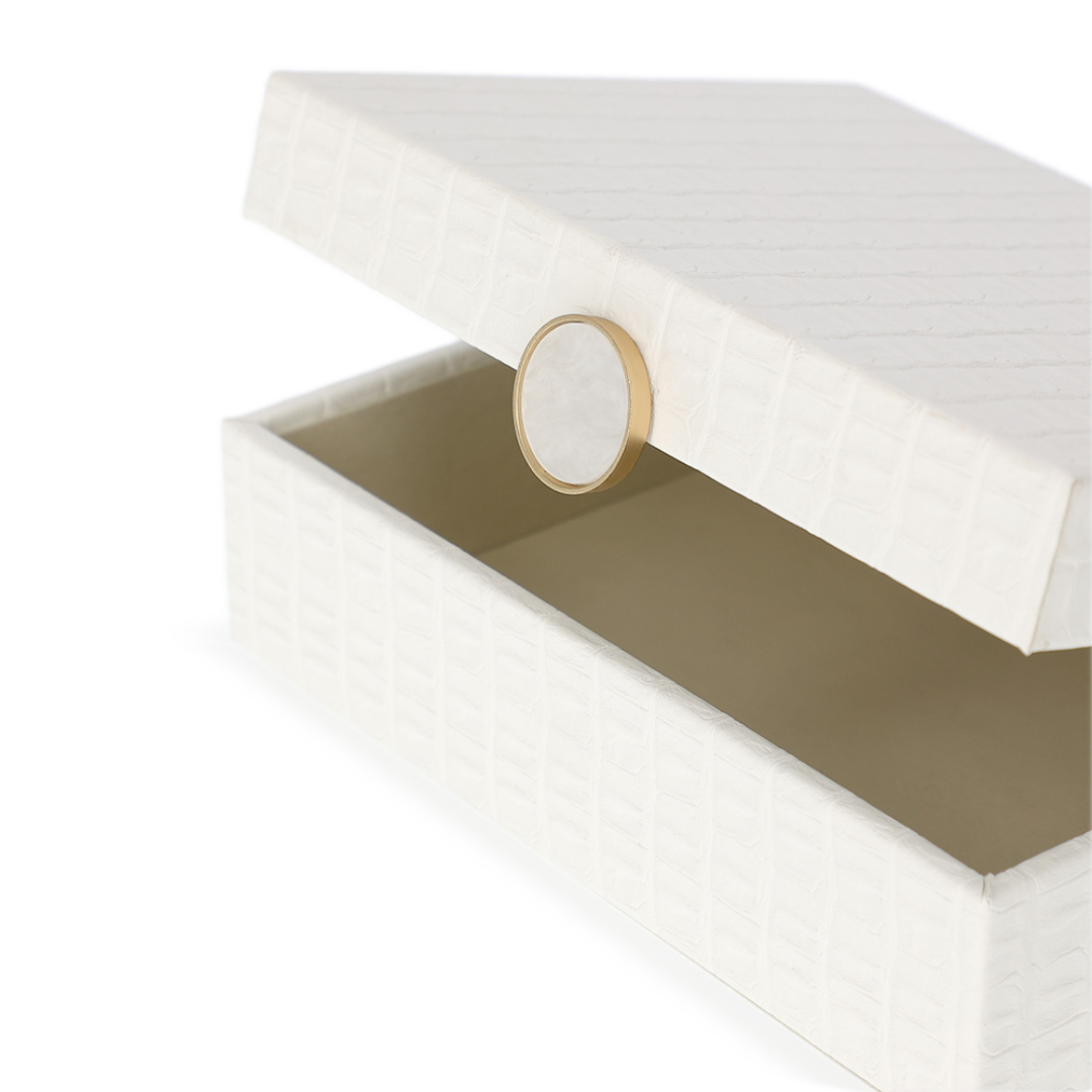 Caixa Decorativa em MDF e PU Branca 22,5cm P