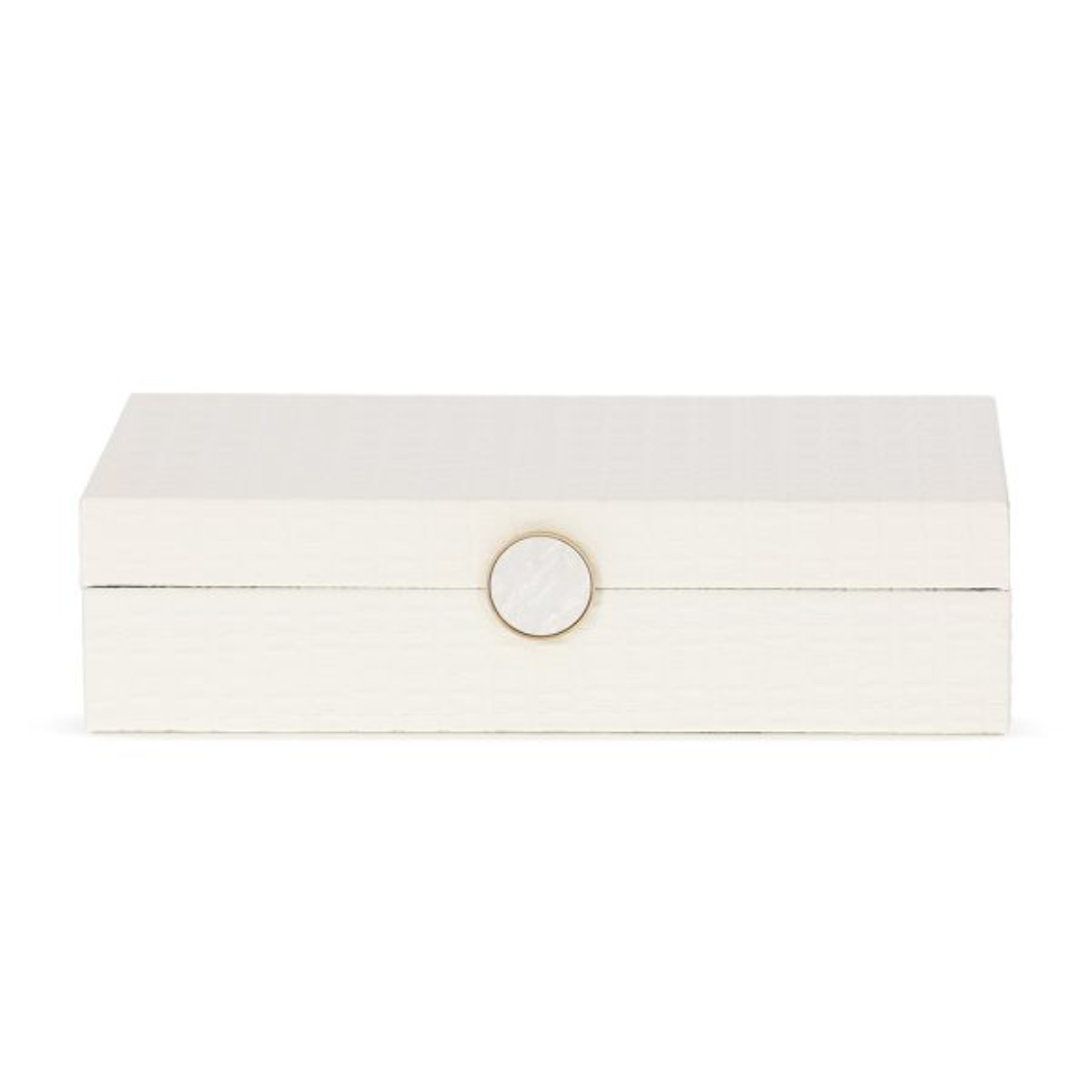 Caixa Decorativa em MDF e PU Branca 32,5cm G