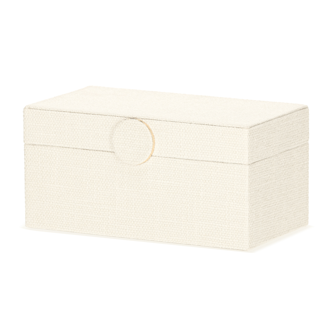 Caixa Decorativa em MDF e Linho off White 20,5cm