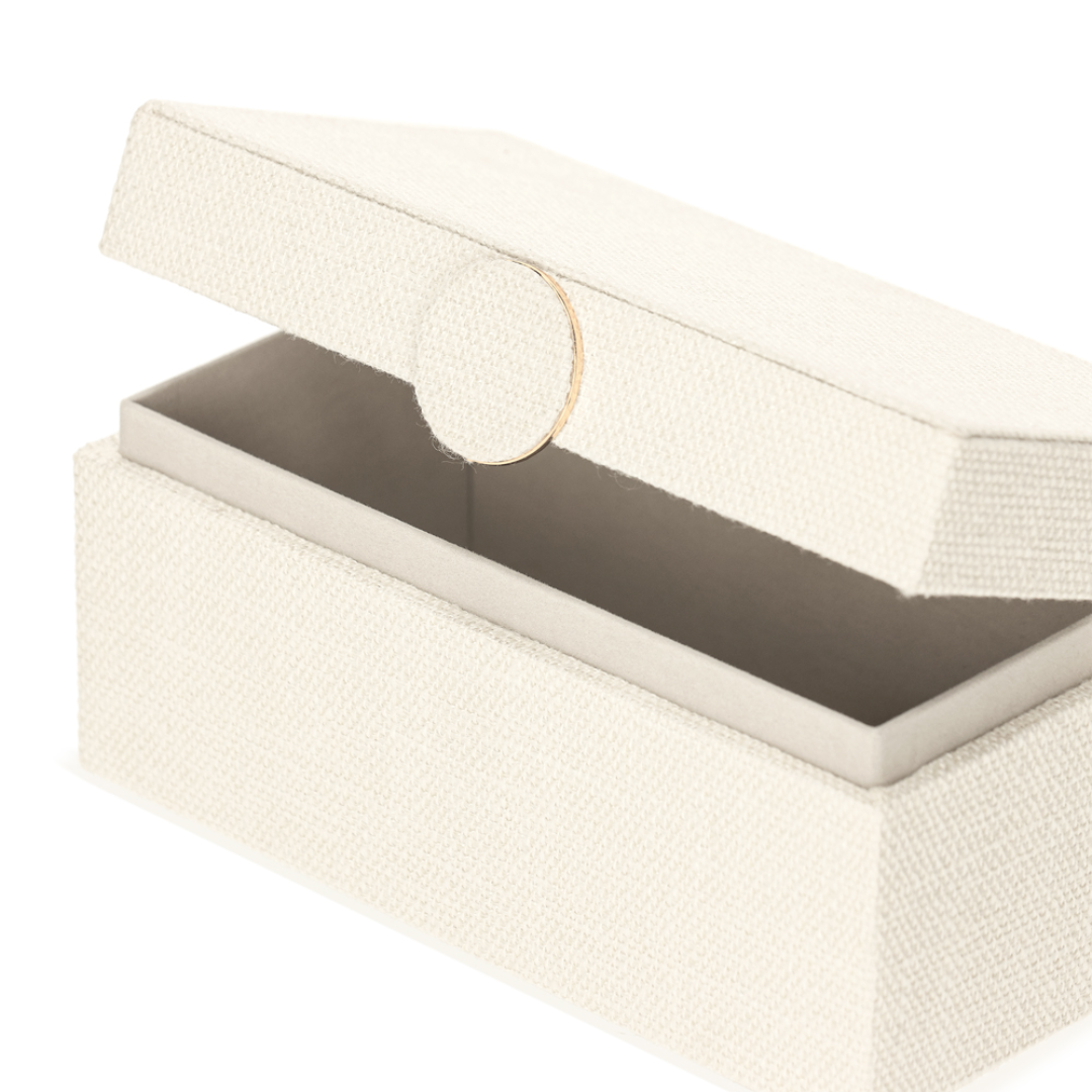 Caixa Decorativa em MDF e Linho off White 20,5cm