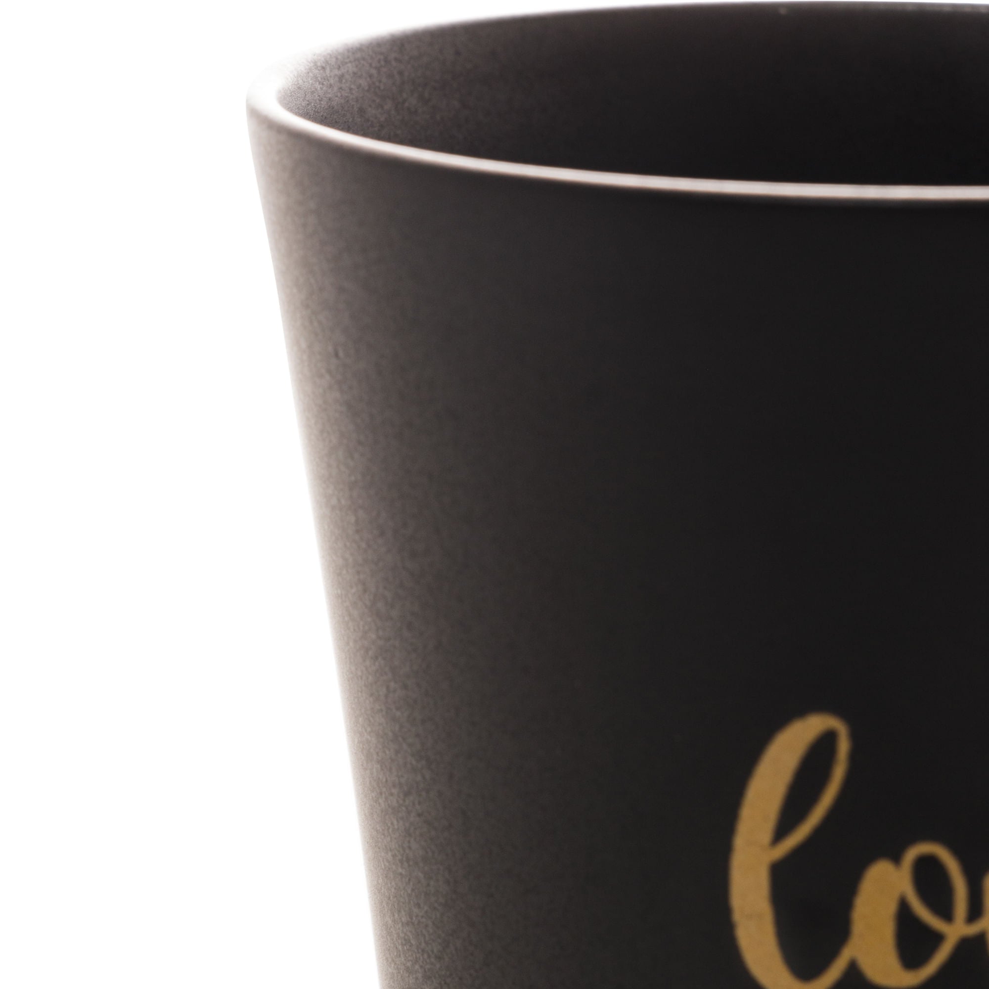 Caneca Cerâmica Love com Colher Preto e Rosa 310ml - Ela Decora
