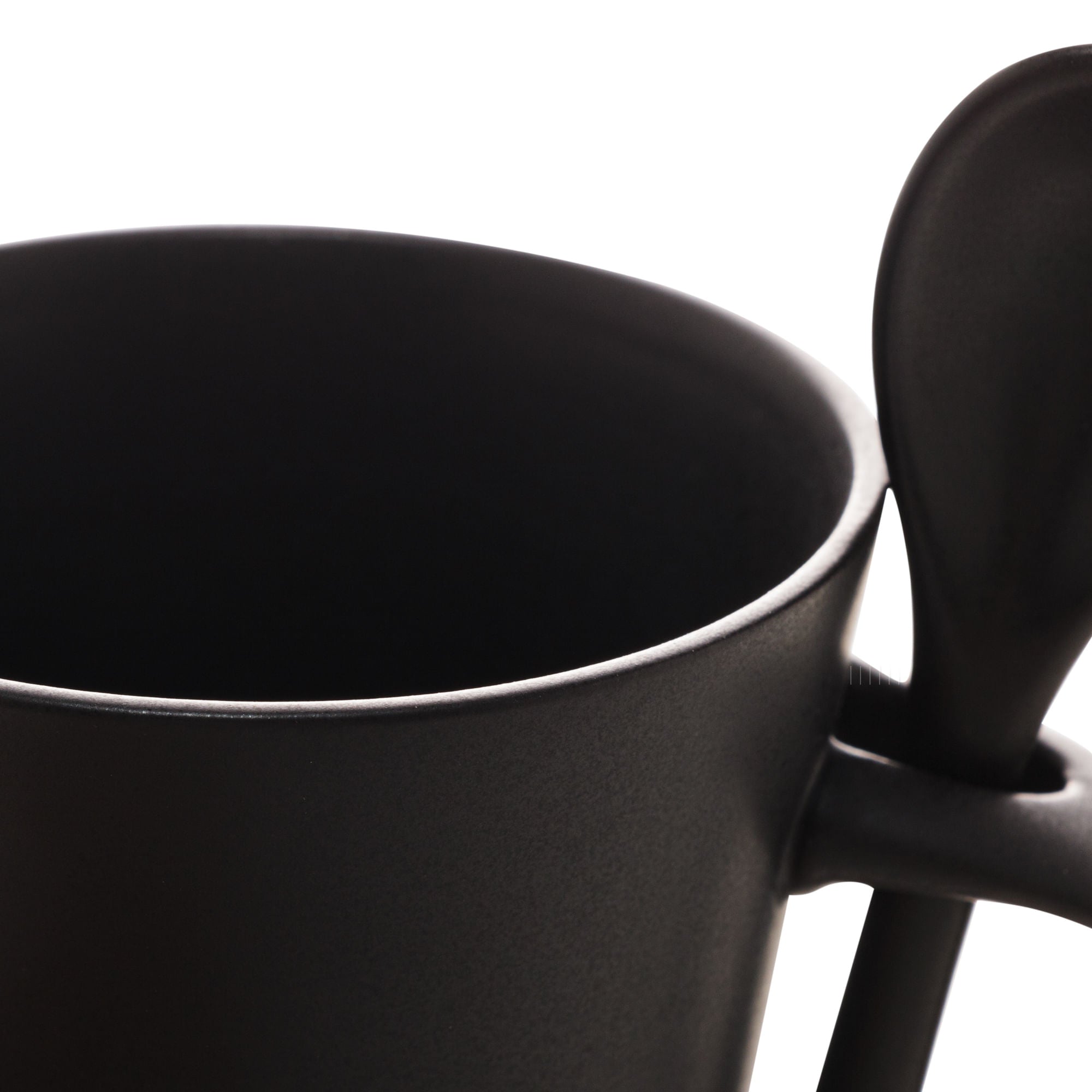 Caneca Cerâmica Love com Colher Preto e Rosa 310ml - Ela Decora
