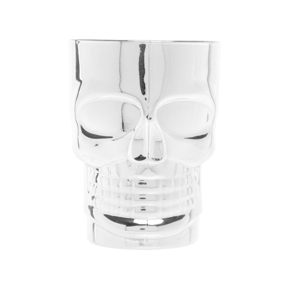 Caneca Chopp e Cerveja de Vidro Caveira Rock Prateada - 510 ml - Ela Decora