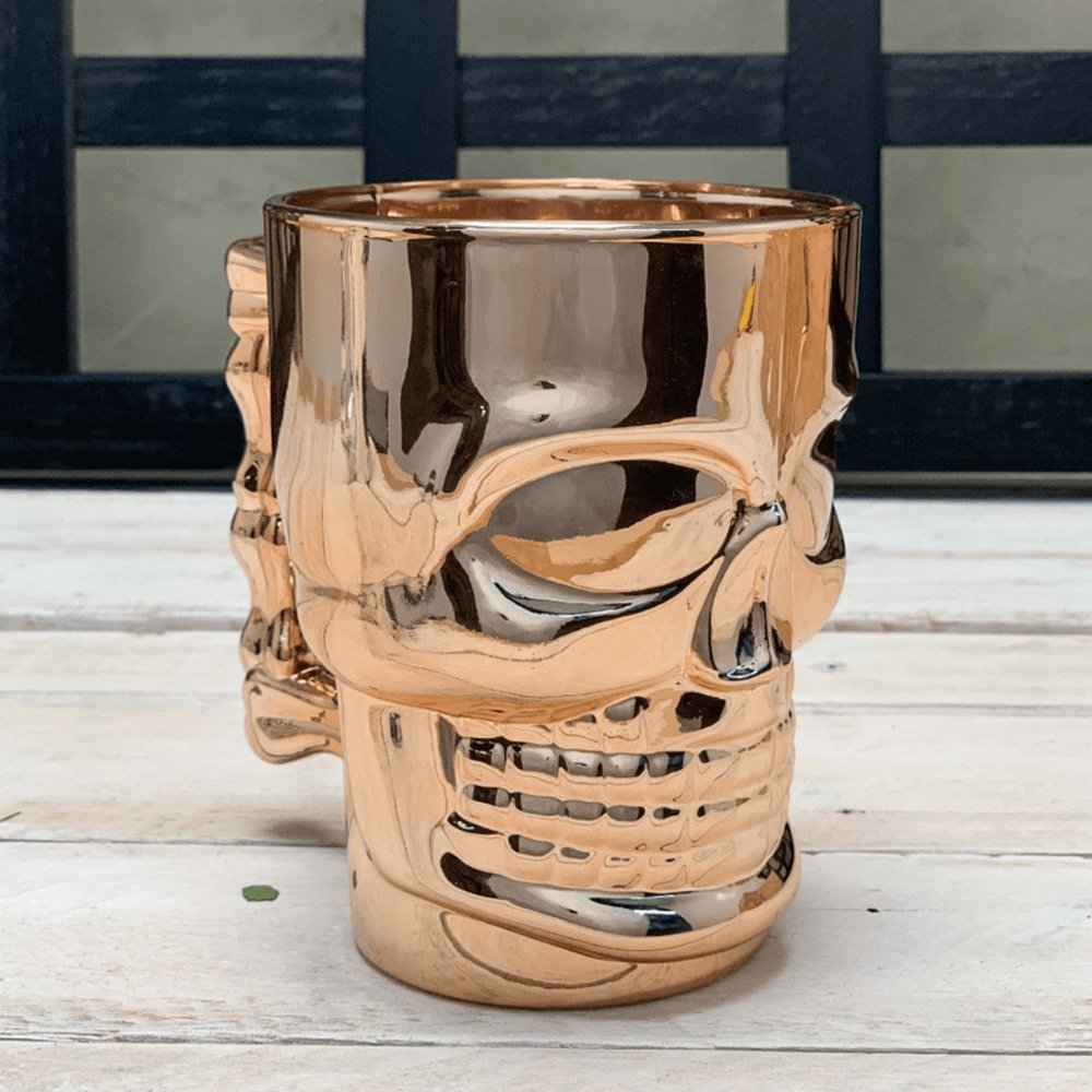 Caneca Chopp e Cerveja de Vidro Caveira Rock Rose Gold - 510 ml - Ela Decora