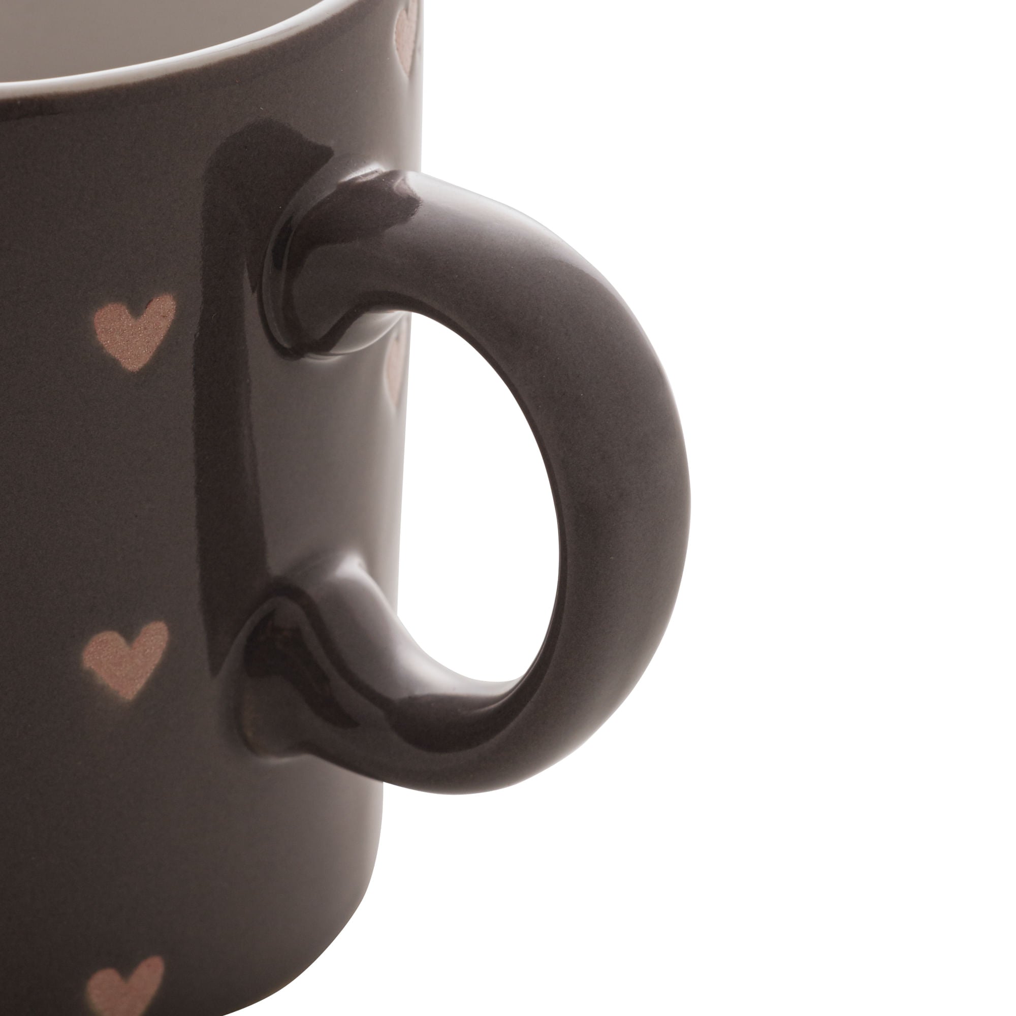 Caneca de Cerâmica Coração Cinza 240ml - Ela Decora