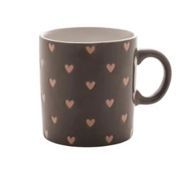 Caneca de Cerâmica Coração Cinza 240ml - Ela Decora