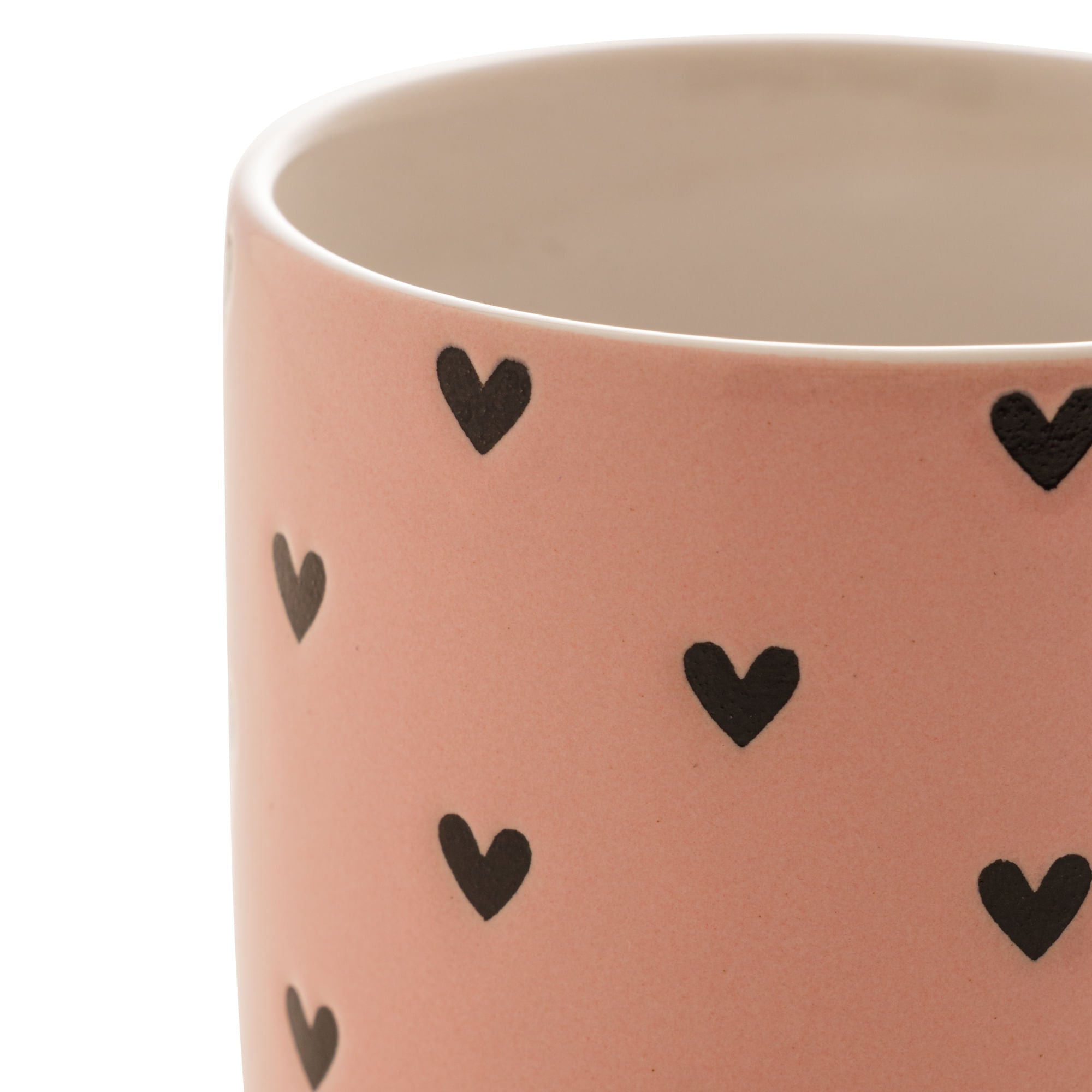 Caneca de Cerâmica Coração Rosa 240ml - Ela Decora