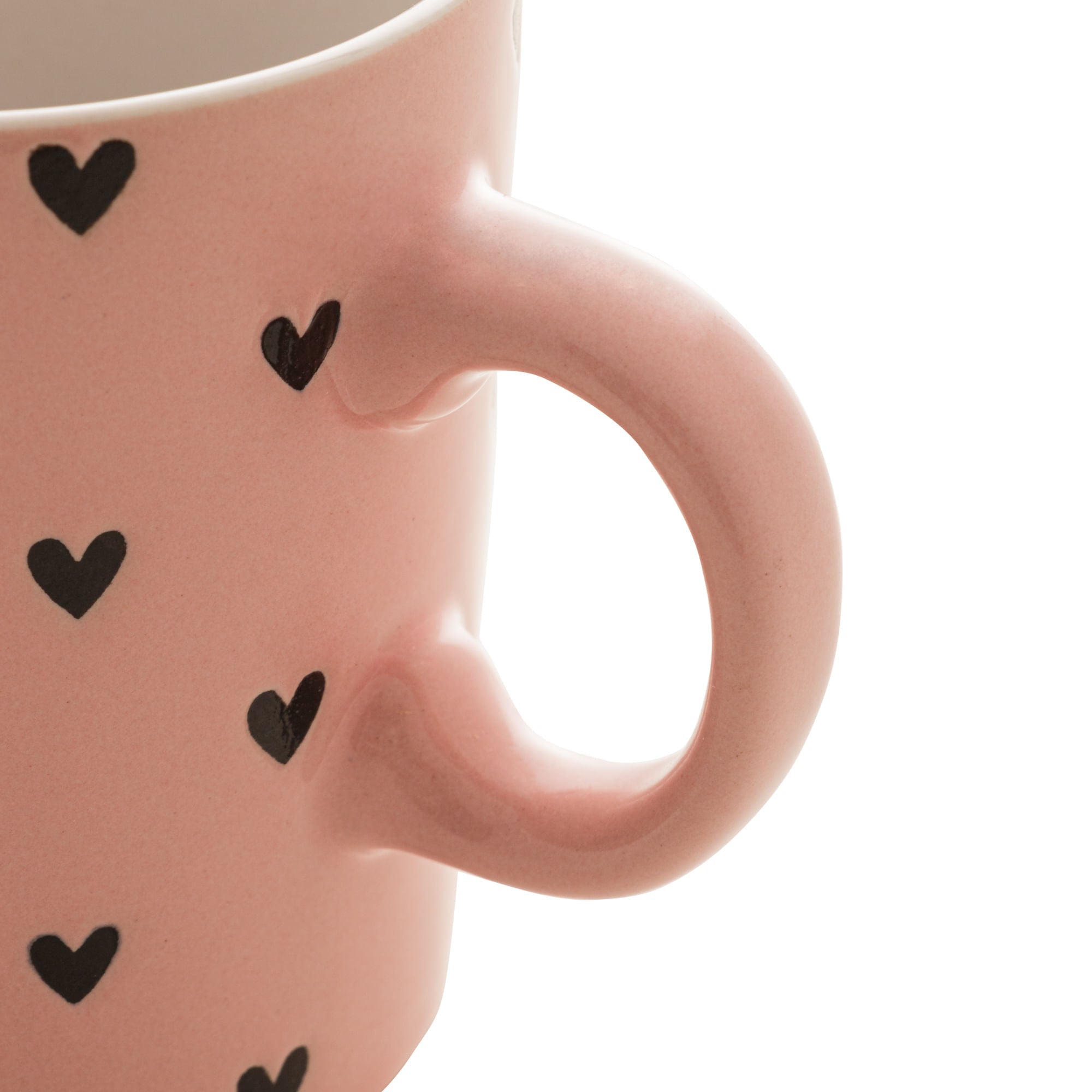 Caneca de Cerâmica Coração Rosa 240ml - Ela Decora