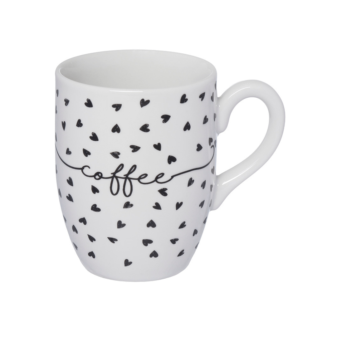 Caneca de Porcelana Coffee Coração Branca 350ml - Ela Decora