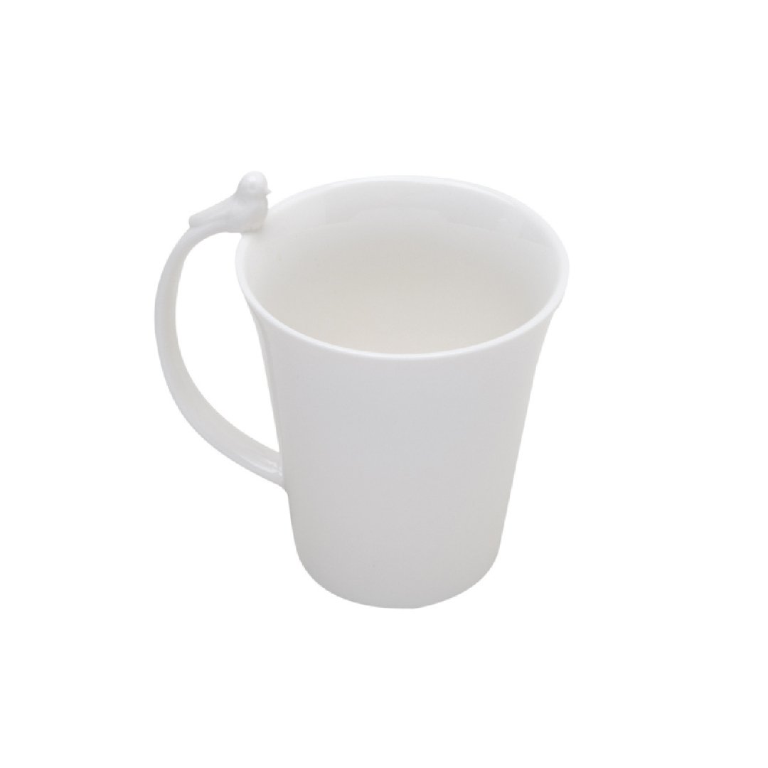 Caneca Porcelana Alça Pássaro Birds 300ml - Ela Decora