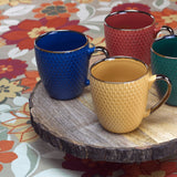 Caneca Porcelana Azul Drops com Detalhe Metalizado - 400ml - Ela Decora