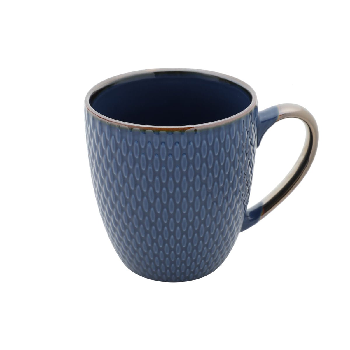 Caneca Porcelana Azul Drops com Detalhe Metalizado - 400ml - Ela Decora