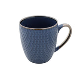 Caneca Porcelana Azul Drops com Detalhe Metalizado - 400ml - Ela Decora
