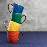 Caneca Porcelana Azul Drops com Detalhe Metalizado - 400ml - Ela Decora