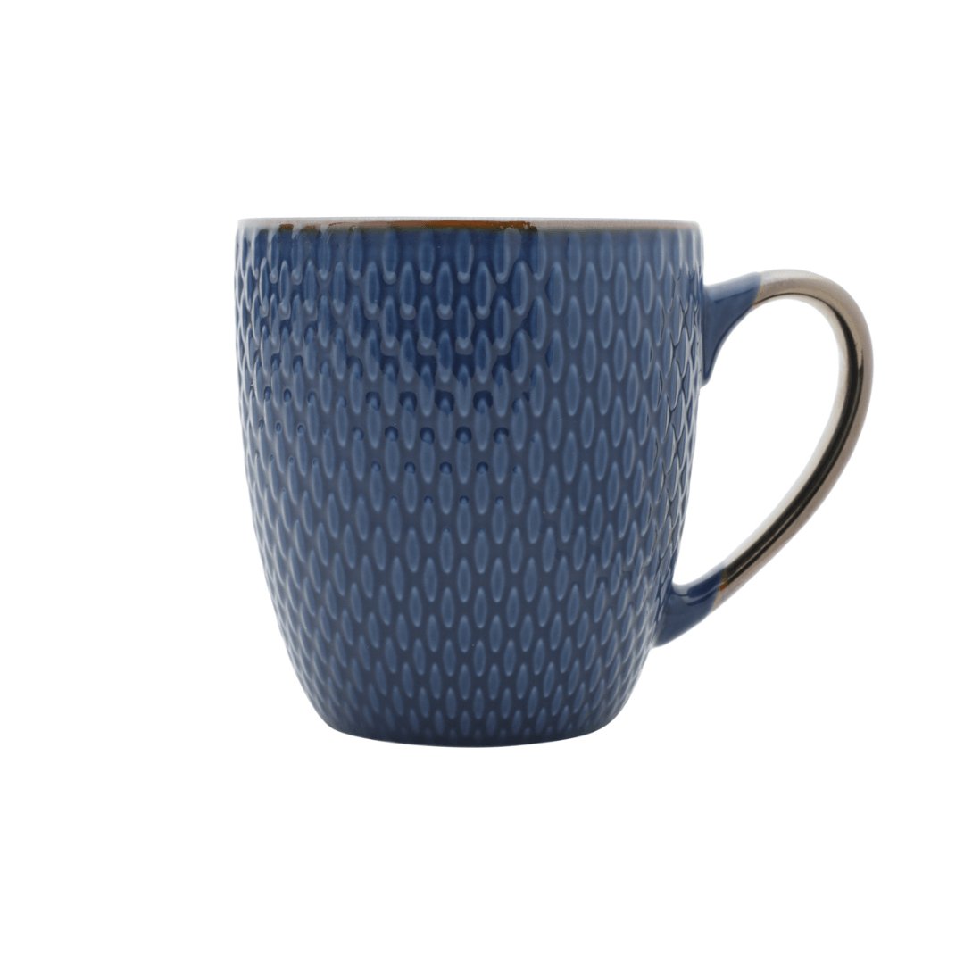Caneca Porcelana Azul Drops com Detalhe Metalizado - 400ml - Ela Decora