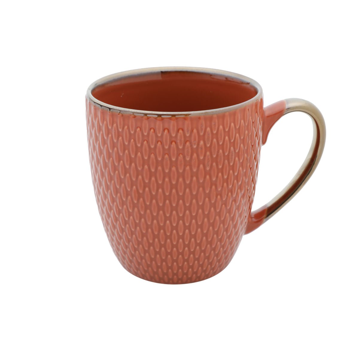 Caneca Porcelana Laranja Drops com Detalhe Metalizado - 400ml - Ela Decora