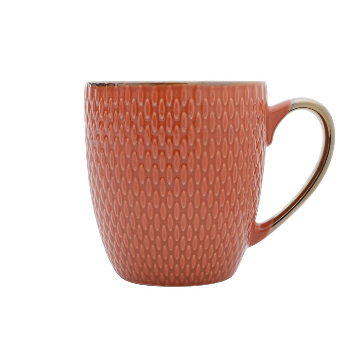 Caneca Porcelana Laranja Drops com Detalhe Metalizado - 400ml - Ela Decora
