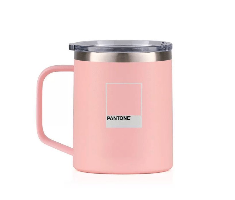 Caneca Térmica com Tampa Rosa Chip Pantone 370ml - Ela Decora