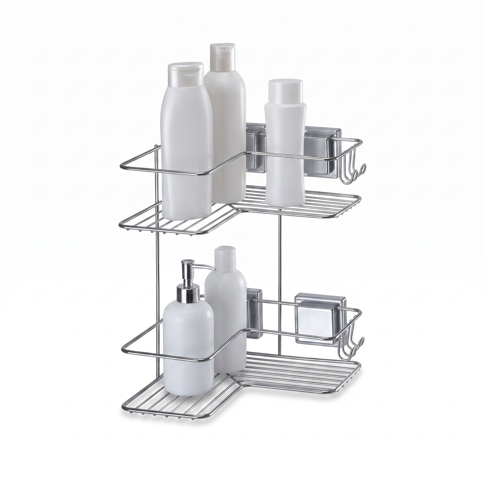 Cantoneira Porta Shampoo Dupla de Canto com Ventosa Cromado
