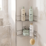 Cantoneira Porta Shampoo Dupla de Canto com Ventosa Cromado