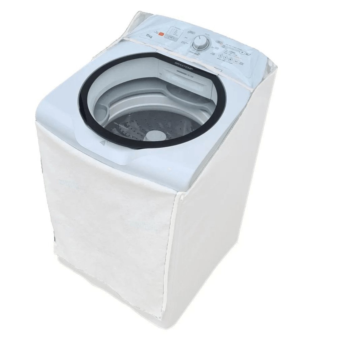 Capa para Máquina de Lavar Brastemp com Ciclo Edredom 15kg Branca - Ela Decora