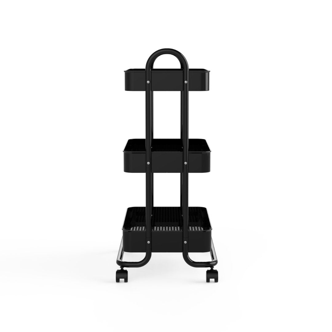Carrinho Organizador 3 Prateleiras Berlim Preto 80,5cm - Ela Decora