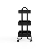 Carrinho Organizador 3 Prateleiras Berlim Preto 80,5cm - Ela Decora