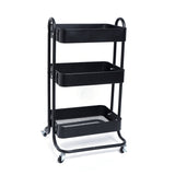 Carrinho Organizador 3 Prateleiras Berlim Preto 80,5cm - Ela Decora