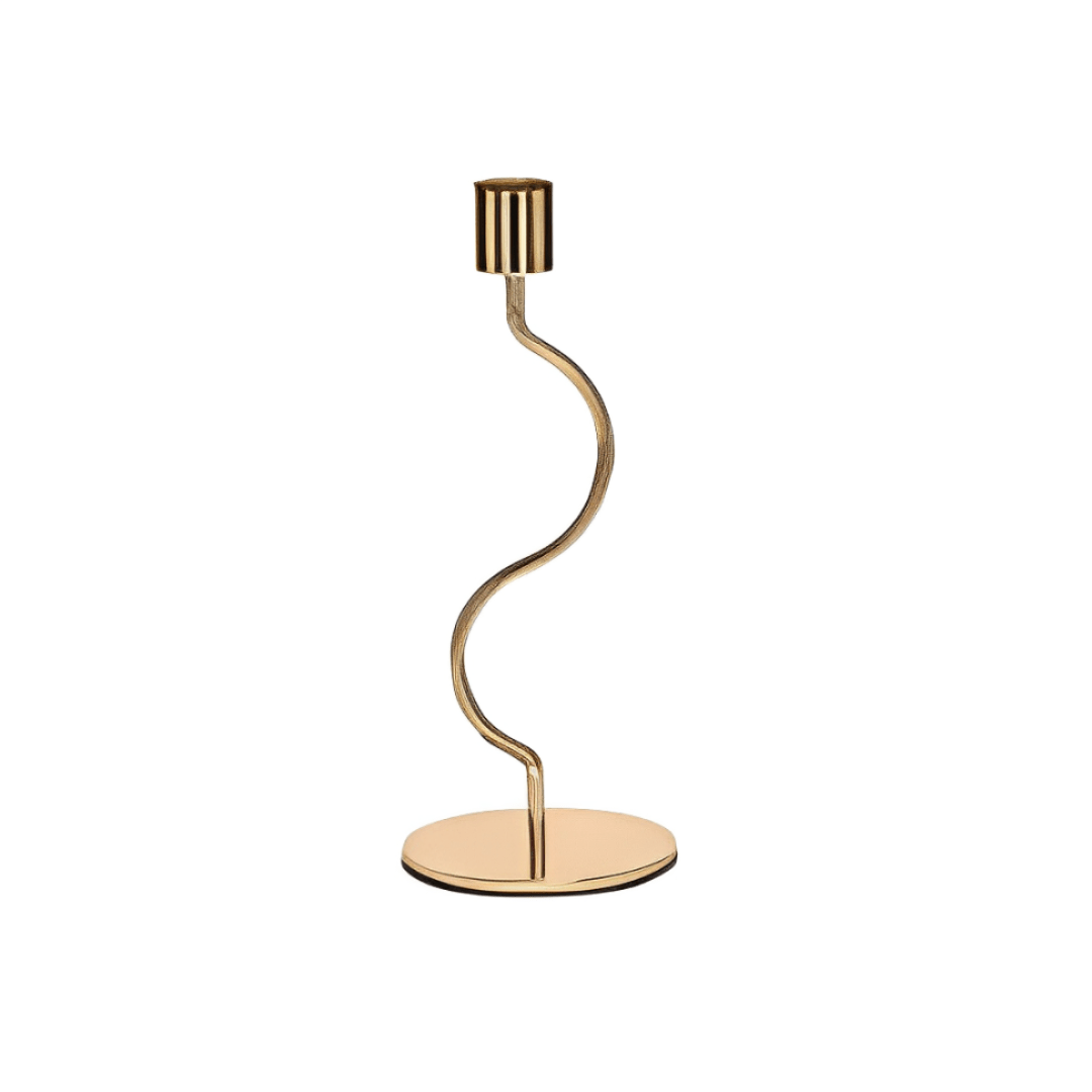 Castiçal em Metal Dourado 20cm P - Ela Decora