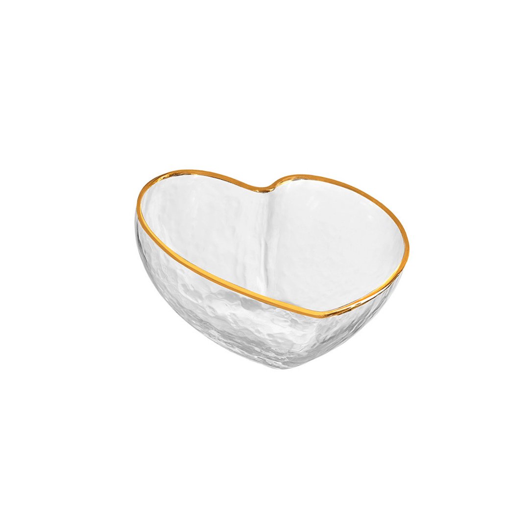 Centro de Mesa Bowl Coração com Borda Dourada 9cm - Ela Decora