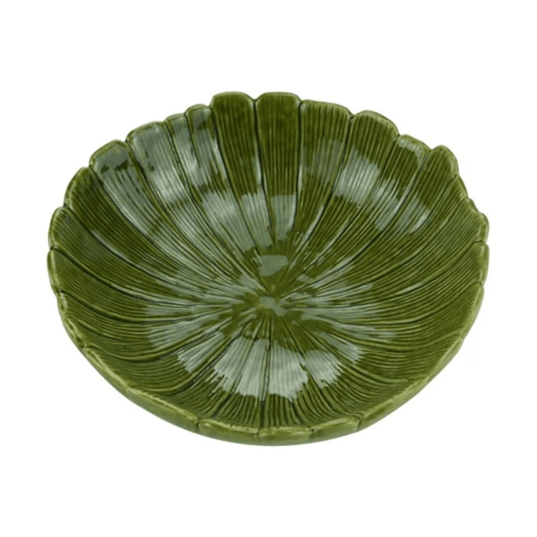 Centro de Mesa de Cerâmica Leaf Folha de Banana Verde 20cm - Ela Decora