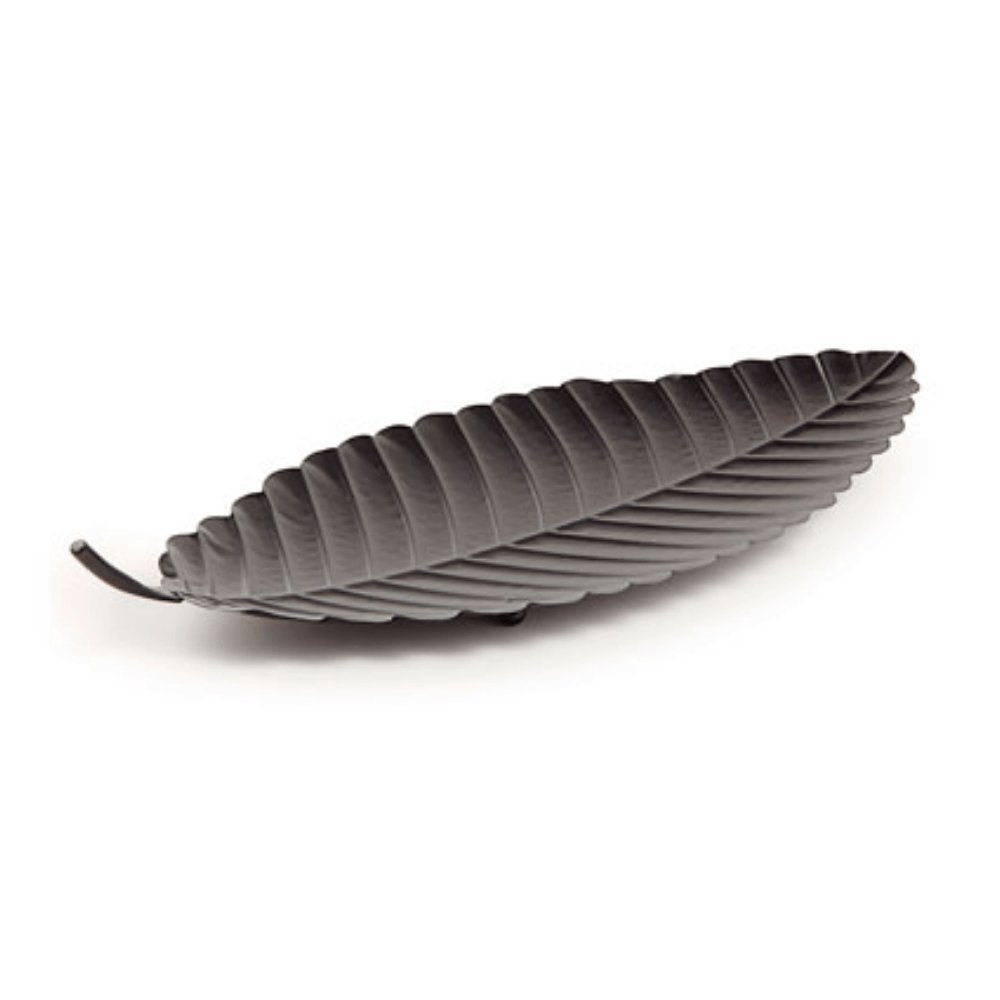 Centro De Mesa Folha em Metal Preto - 47 cm - Ela Decora