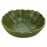 Centro de Mesa Travessa Redonda de Cerâmica Leaf Folha de Banana Verde 25cm - Ela Decora